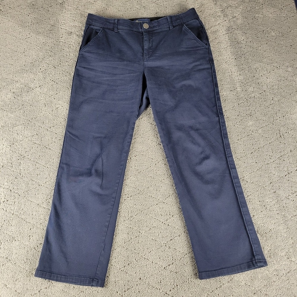 Democracy‎ Pants Womens 10 Blue Navy Straight Leg Chino Ab Solution Shaping